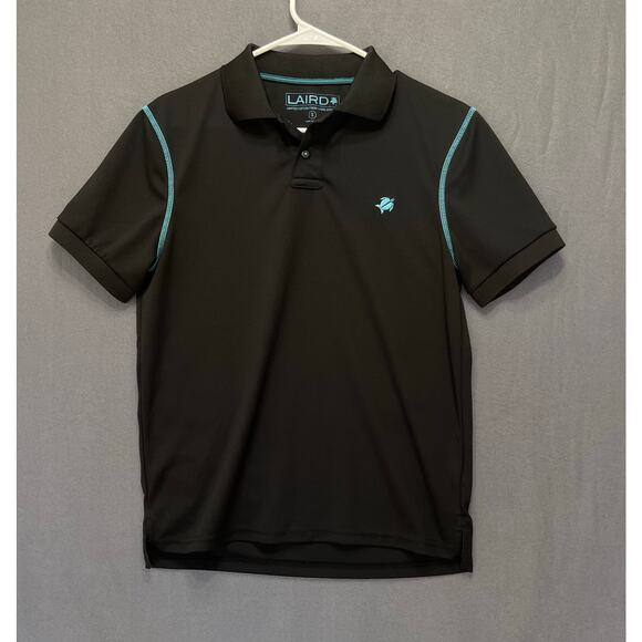 LAIRD performance polo Black and aqua stitching sz S performance classic casual - Picture 1 of 3